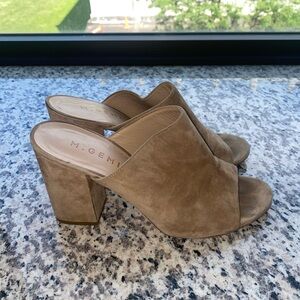 M. Gemi suede heeled mules.